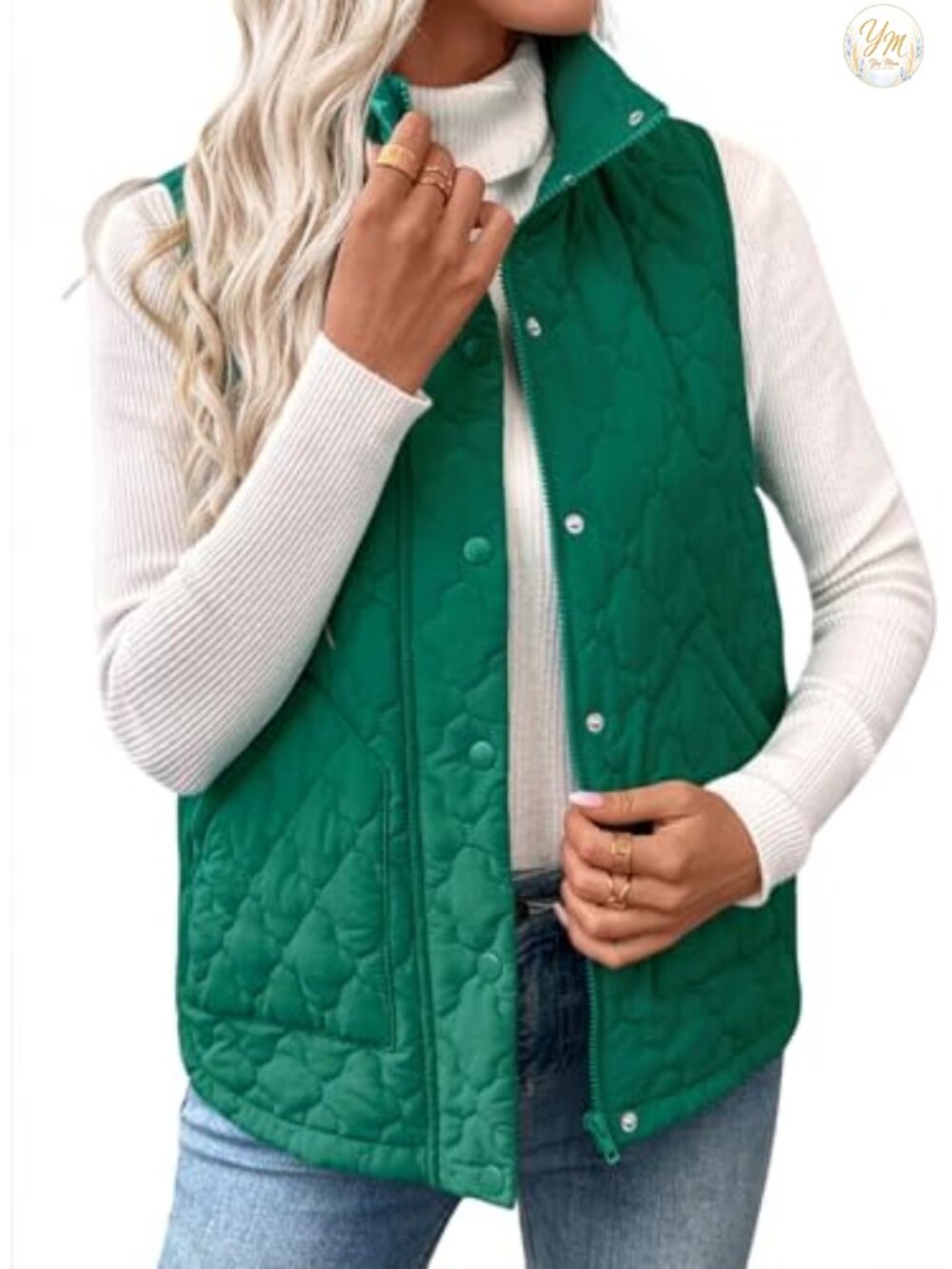 Lightweight Quilted Puffer Vest Stand Collar Sleeveless Zip Up Outerwear